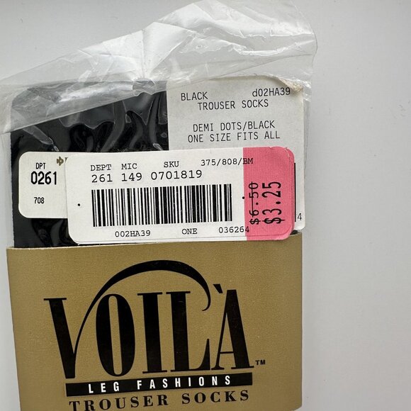 Voila Leg Fashions Black Trouser Socks Demi Dots One Size Fits All - Picture 2 of 3